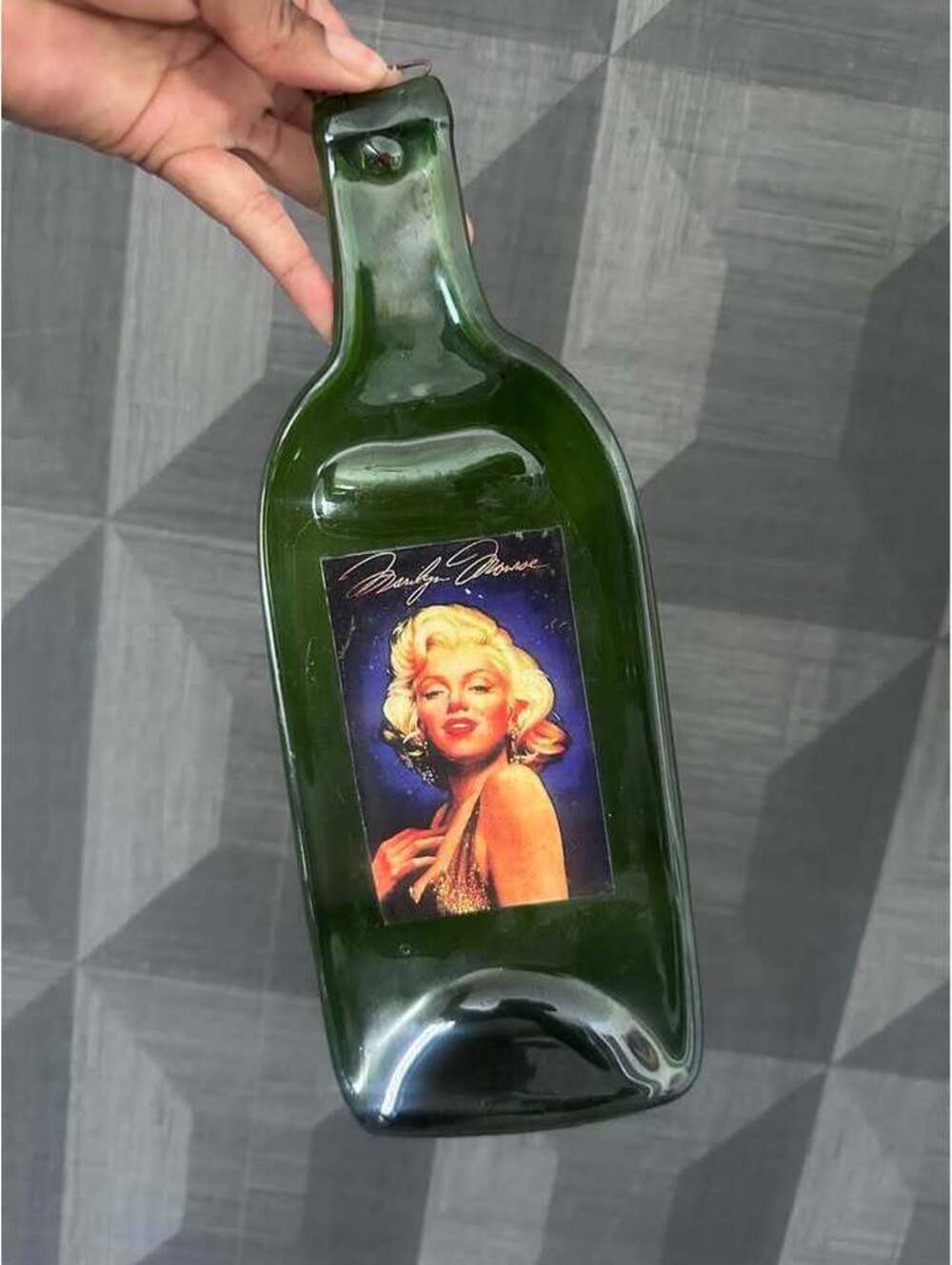 Marilyn Monroe Handcrafted Melted Glass Bottle Wall Art – 12”